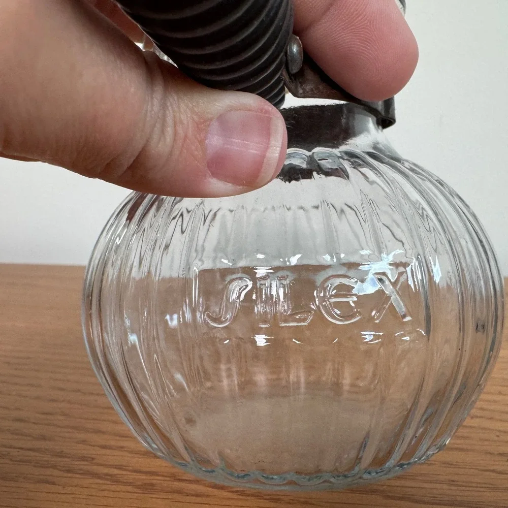 Vintage‎ Silex 1.5 Cup Dripolator Ribbed Glass Coffee Carafe Pot Black Handle